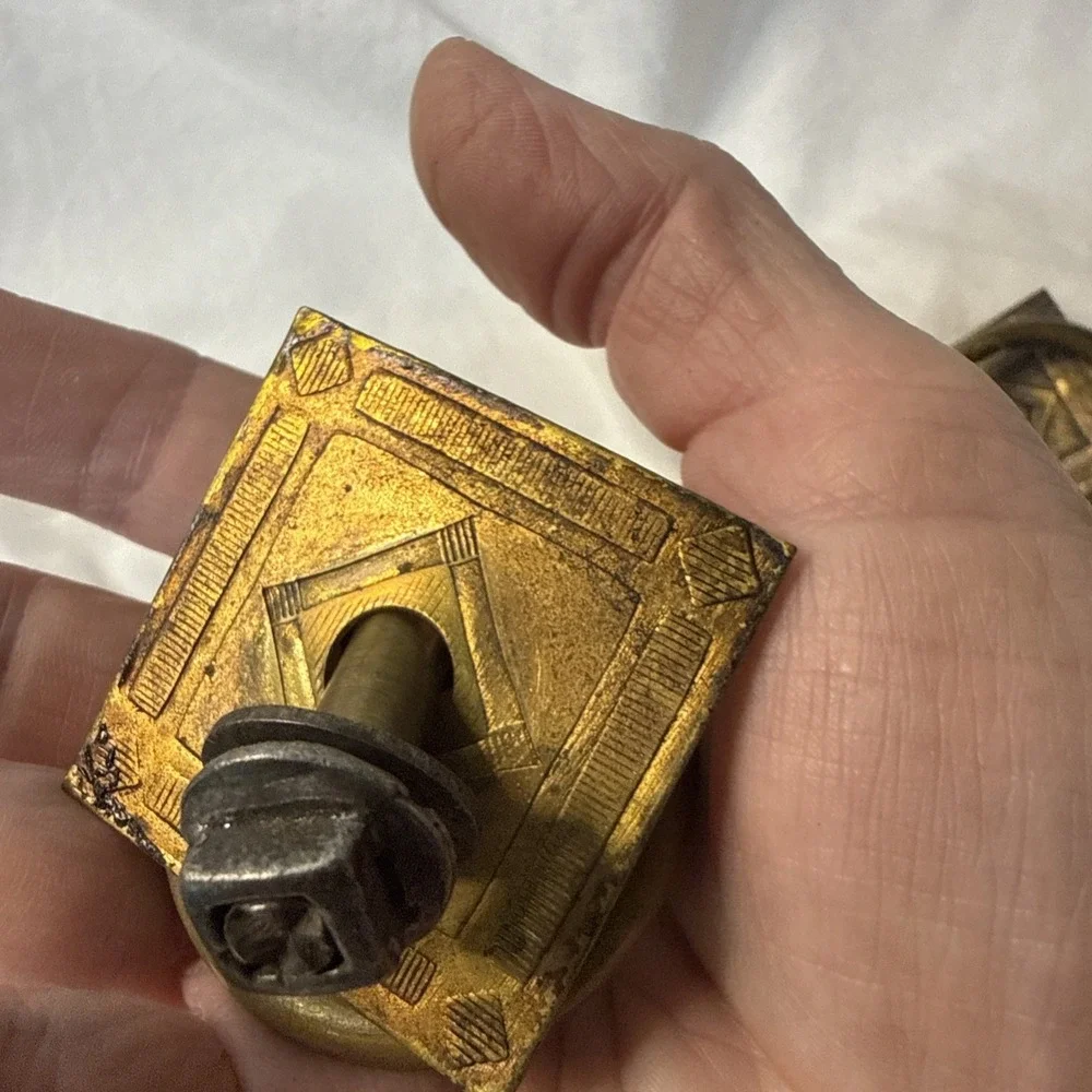 Vintage Lot Brass 6 Arts & Crafts drawer Square Ring pull Steampunk Boho Diamond